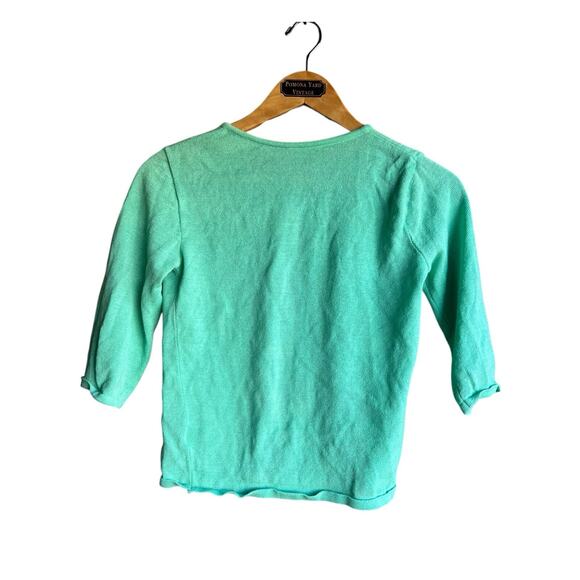 Sans Gene Beaded Knitted lightweight Mint Green Cardigan Sweater size SMALL - Picture 7 of 8